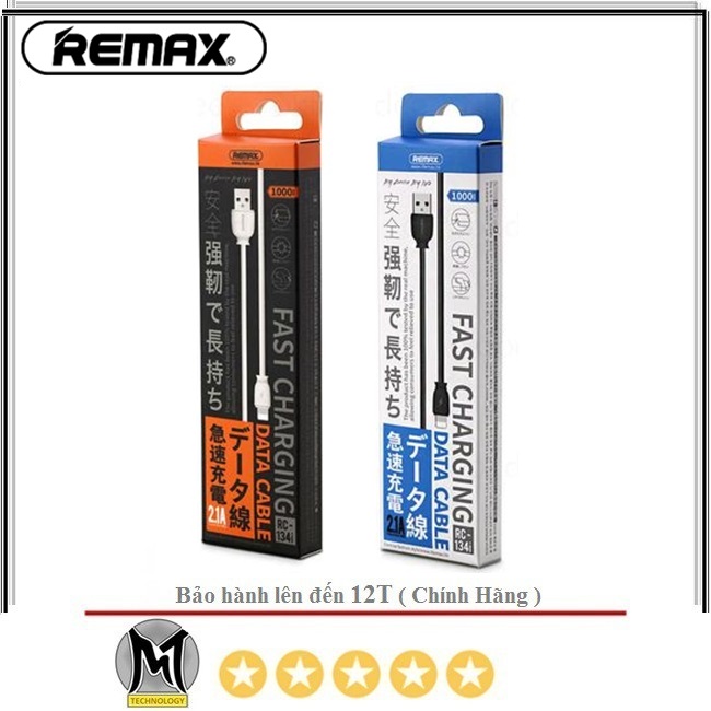 Cáp sạc nhanh remax rc 134i lightning 1m - cho iphone/ipad - bh 12 tháng