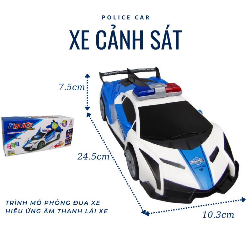 Xe cảnh sát đồ chơi, xe cảnh sát điện xoay 360 °, xe đồ chơi có đèn led, xe ô tô xoay biến dạng nhảy múa cửa nâng tự động, xe ô tô cảnh sát biến hình quả cầu lấp lánh, xe đồ chơi bé trai, đồ chơi giáo dục cho trẻ em.