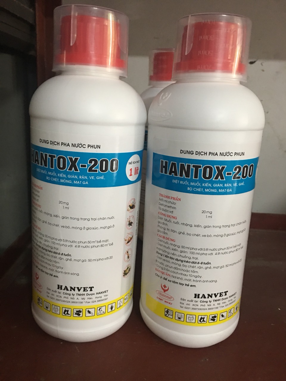 Hantox 200 diệt ruồi, kiến, gián, rận, ve, ghẻ, bọ chét, mòng, mạt gà