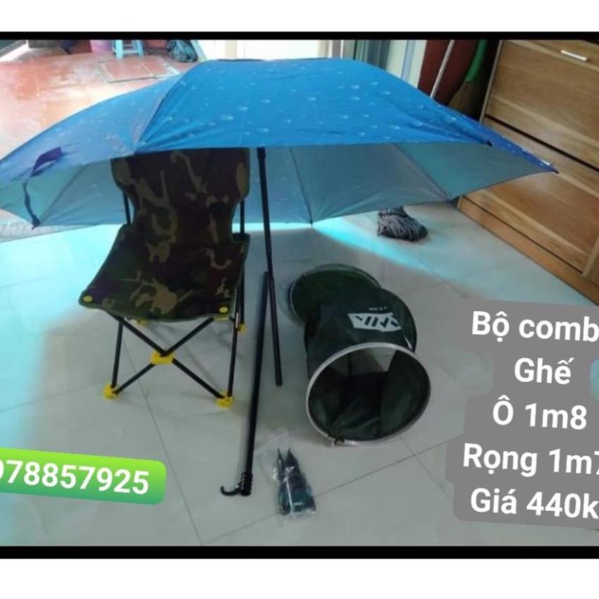 Bộ combo- ghế ,chống cần,ô câu cá,rọng đựng cá.