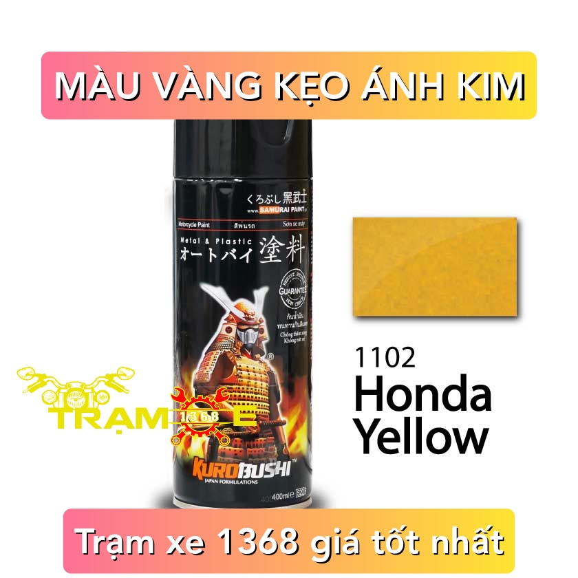 SƠN SAMURAI MÀU VÀNG KẸO ÁNH KIM - SƠN XỊT MÃ MÀU 1102 VÀNG HONDA 400ML