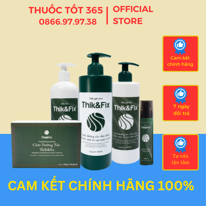 Bộ sản phẩm Thik&Fix hỗ trợ kích thích mọc tóc, phục hồi tóc hư tổn, ngăn ngừa tóc rụng