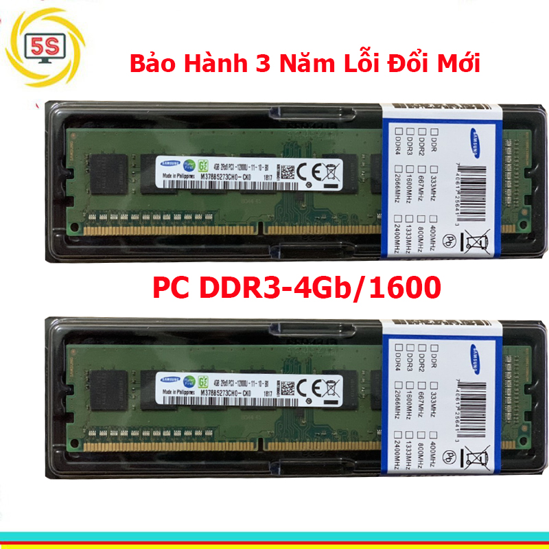 Ram Pc Samsung Ddr3 4Gb Buss 1600-Bh 36Tháng Đổi Mới
