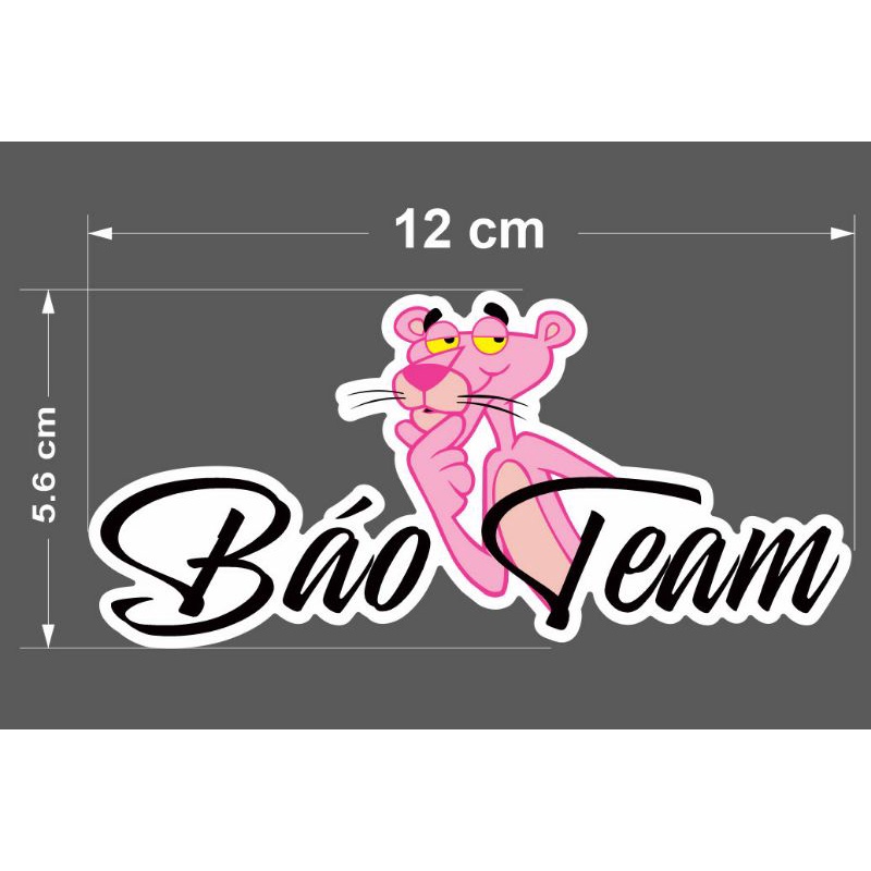 Tem logo sticker Báo Team Trending hồng đen 12x5,6cm ngộ nghĩnh dễ thương