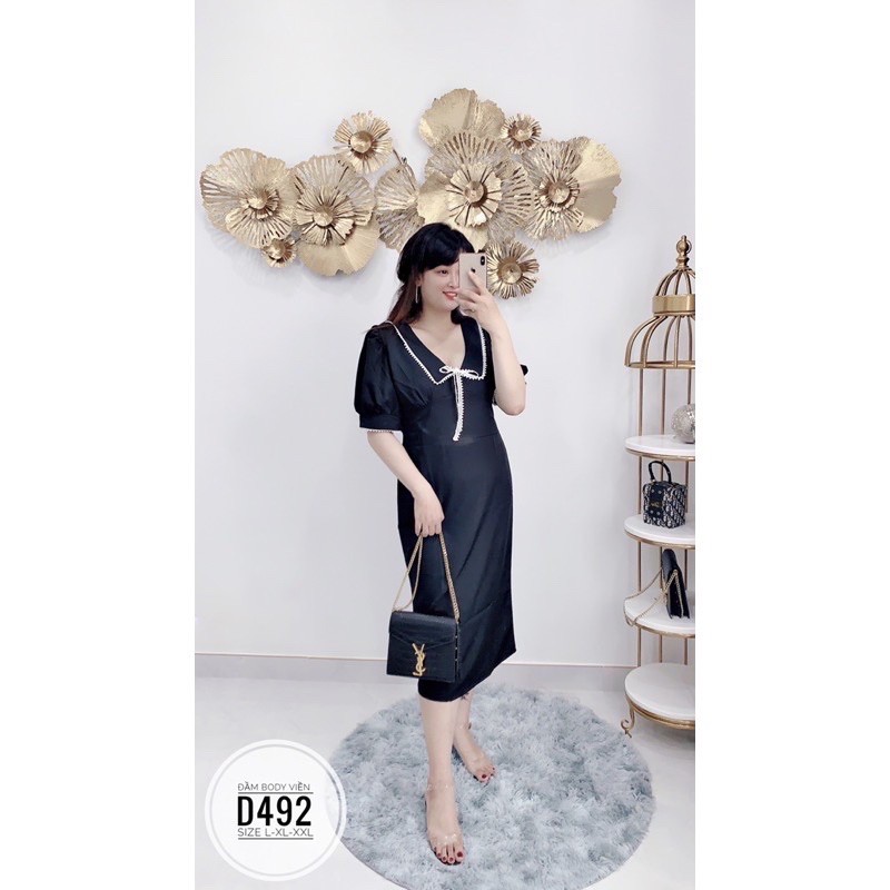 [HCM]Đầm Body Cổ Ren #Bigsize 60KG Đến 90KG