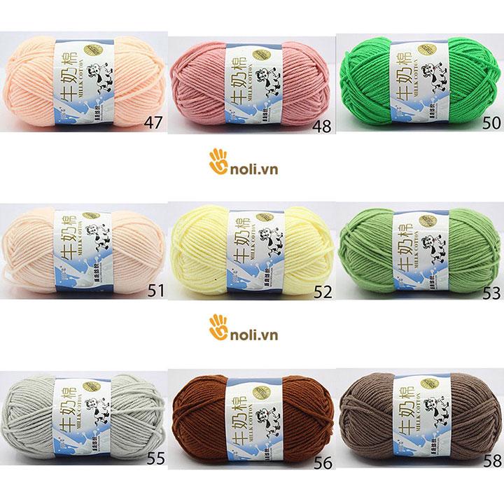 Len milk bò 50g mềm mịn, tơi xốp, nhiều màu dành cho người mới bắt đầu học đan móc khăn áo, thú bông, túi xách