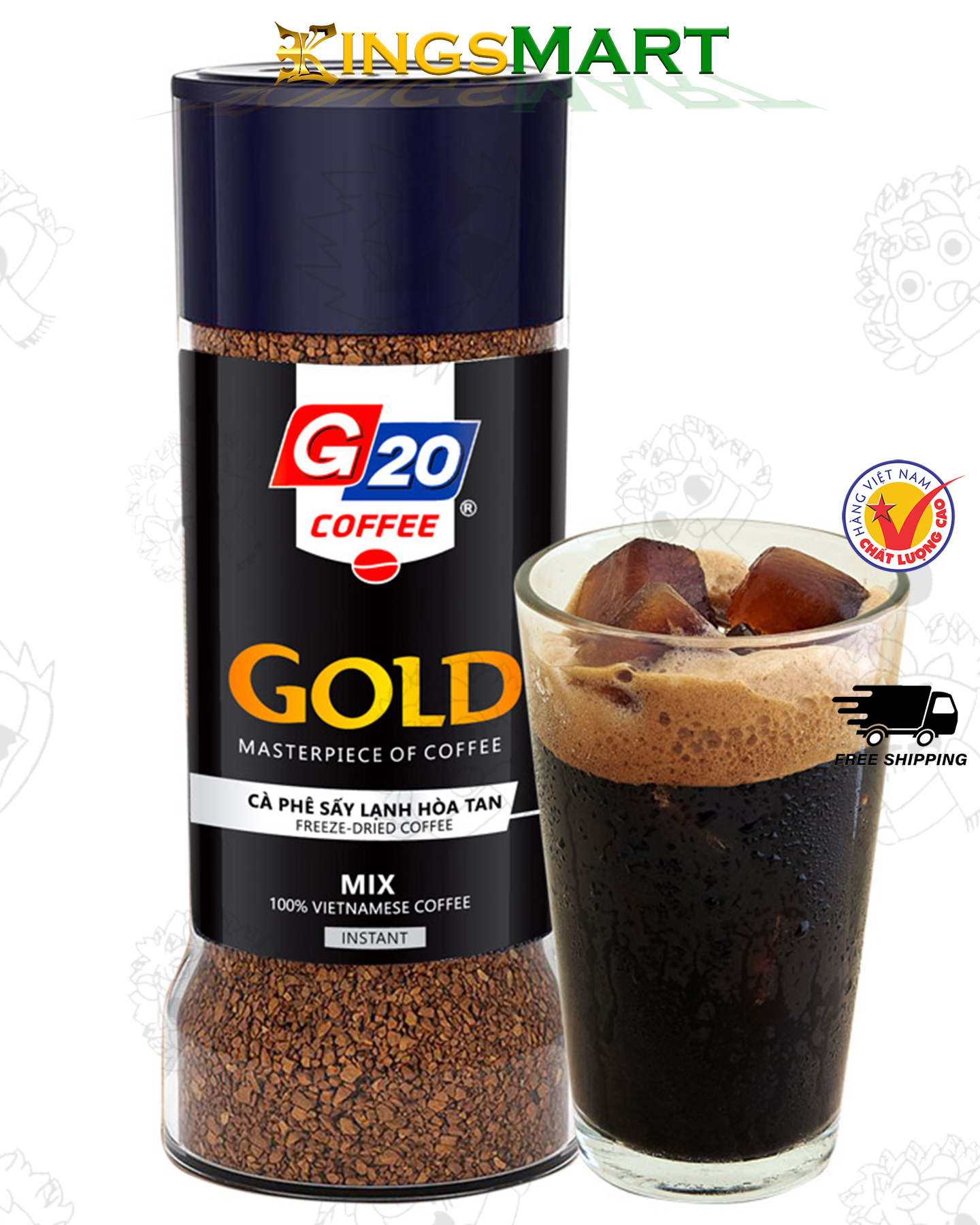 Cà Phê Sấy Lạnh Tinh Thể Nguyên Chất GOLD Hũ 120G Thương Hiệu G20 COFFEE