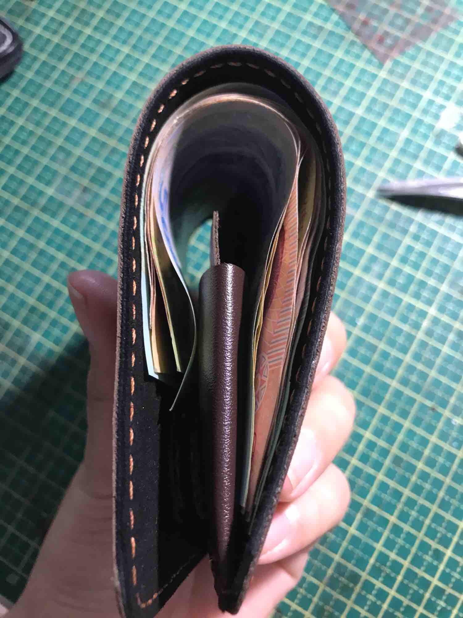 Ví mini - ví sen da bò handmade - Nâu
