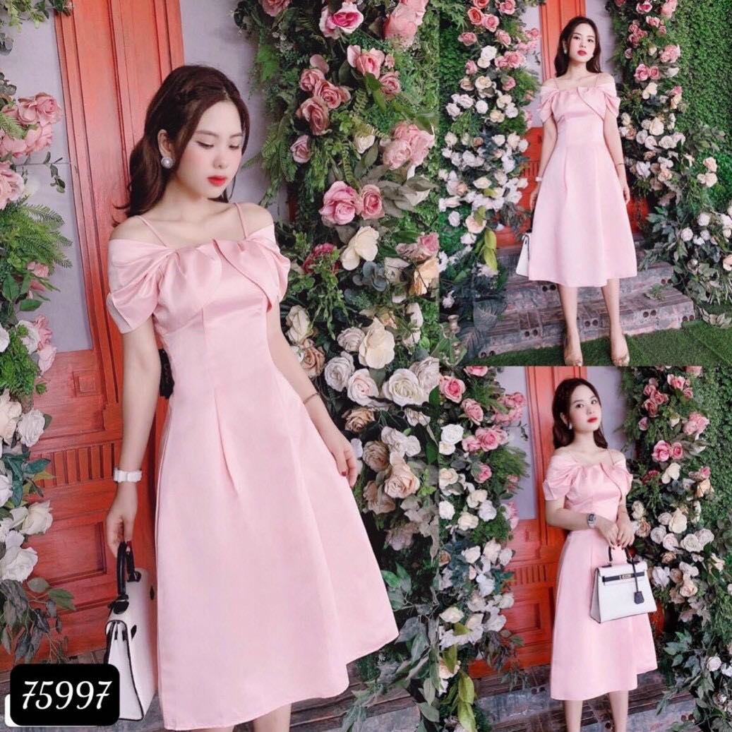 [HCM]Đầm xòe 2S trễ vai dễ thương thanh lịch