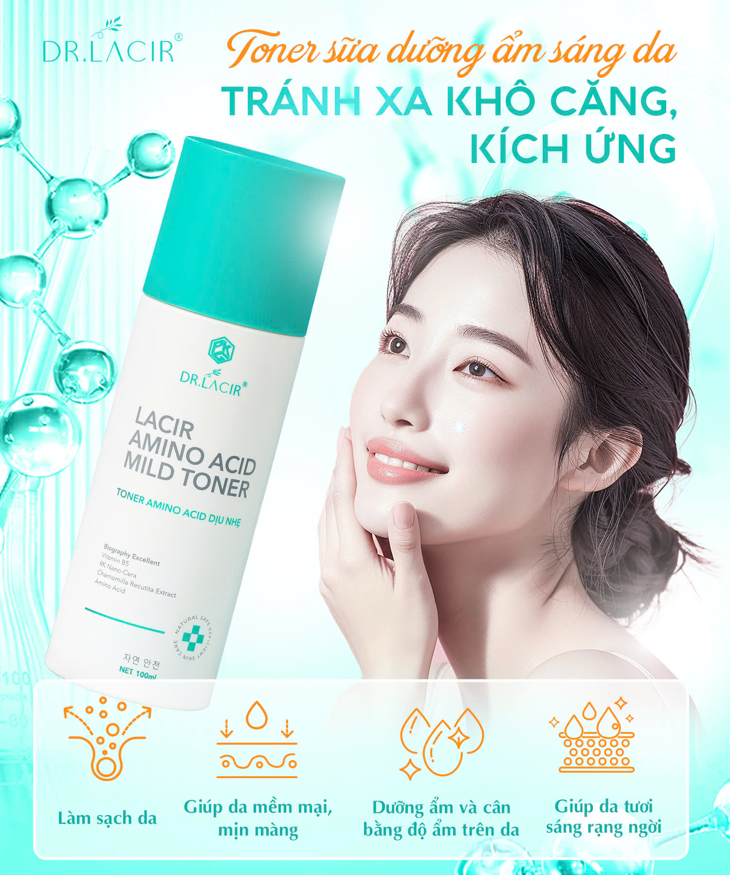 Toner cốt yến Saffron Dr Lacir - Lacir Amino Acid Mild Toner DrLacir