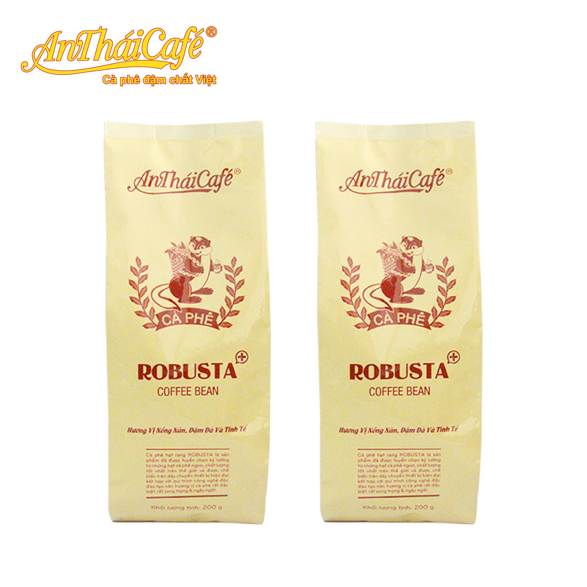 Combo 2 Túi Cà Phê Hạt Rang Robusta+ Nguyên Chất (200gr) - AnTháiCafé