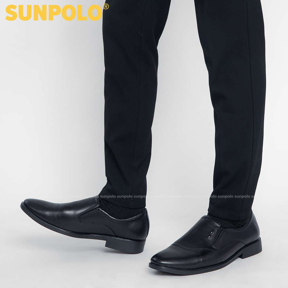 Sunpolo Sph310 Men's Cowhide Office Shoes (Black, Cow Brown)