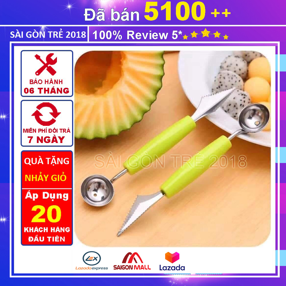 Dụng Cụ Gọt Tỉa Hoa Quả 2 Đầu , Muỗng Múc Trái Cây, Muỗng Bingsu (29A39)