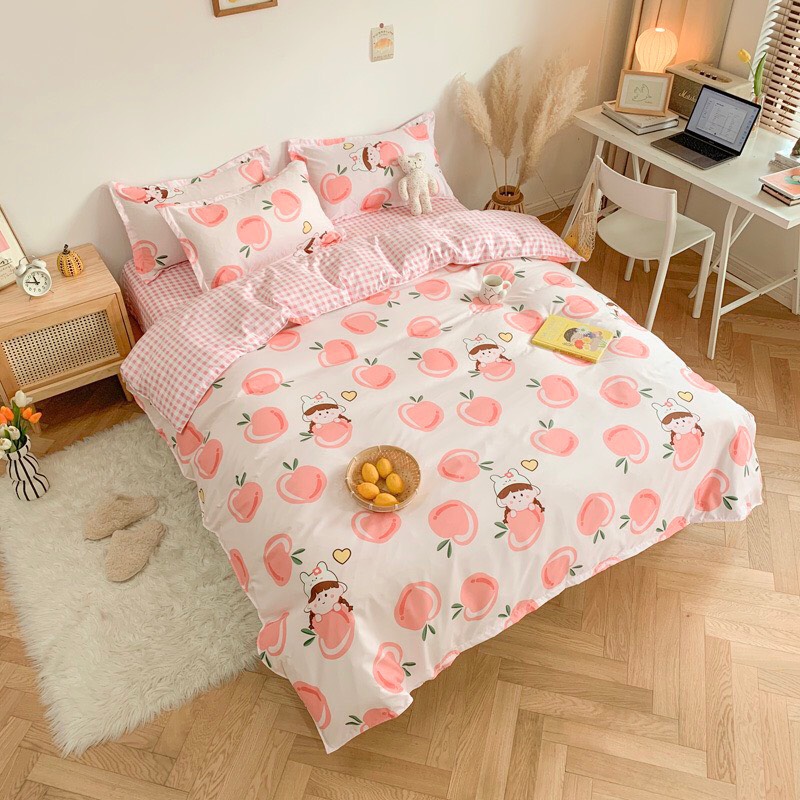 Trọn Bộ 4 Món Cotton Poly Nhập Mẫu BÉ GÁI ĐÀO HỒNG  Nhẹ Nhàng , Cute Dễ Thương Cho Bé Gái/Bạn Gái