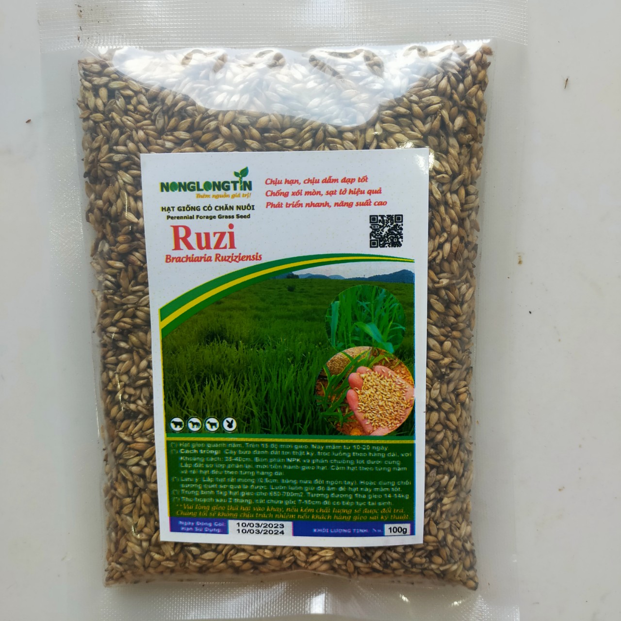 Cỏ Ruzi (Gói 100g) - Giống Cỏ Chăn Nuôi Chịu Dẫm Đạp