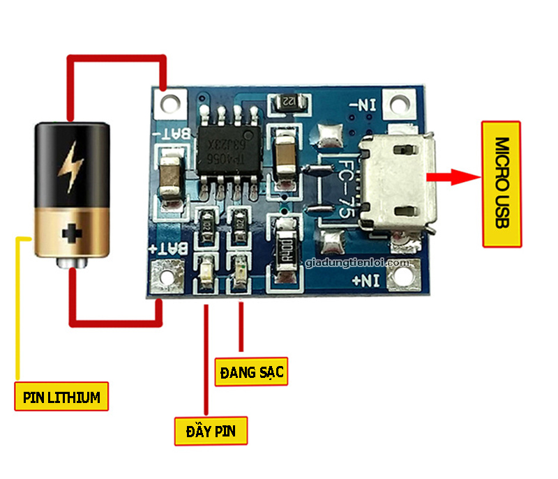 Combo 5 Mạch Sạc Pin Lithium - Li-ion - 18650 TP4056