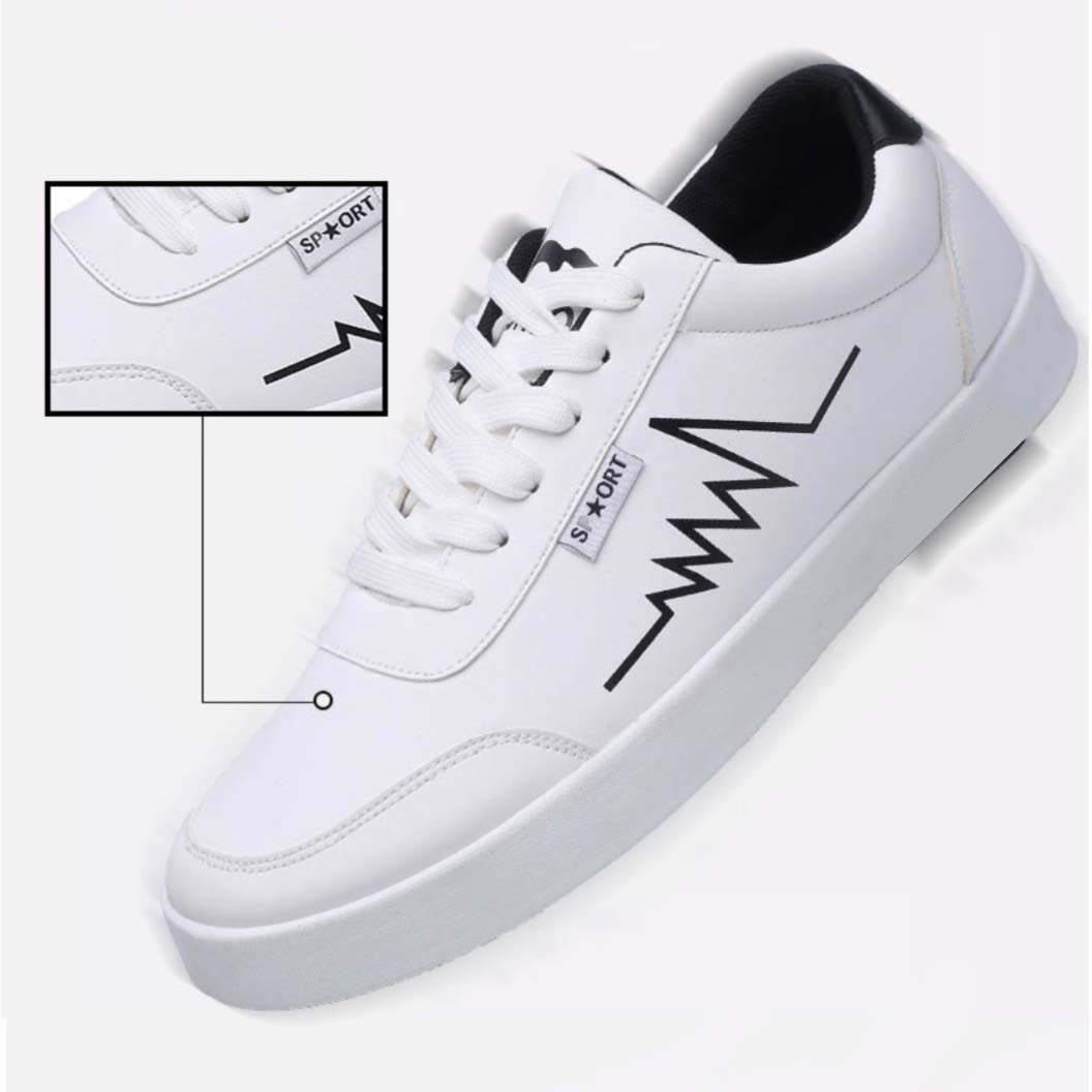 GIÀY NAM SNEAKER FULL TRẮNG THÊU NHỊP TIM, ĐẾ CHỐNG TRƠN TRƯỢT, THOÁNG KHÍ THÍCH HỢP ĐI HỌC, ĐI CHƠI, EXPORT SHOES