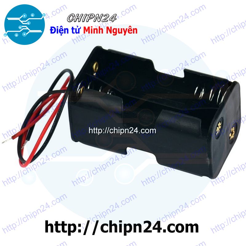 Hộp đế pin 4 viên aa vuông