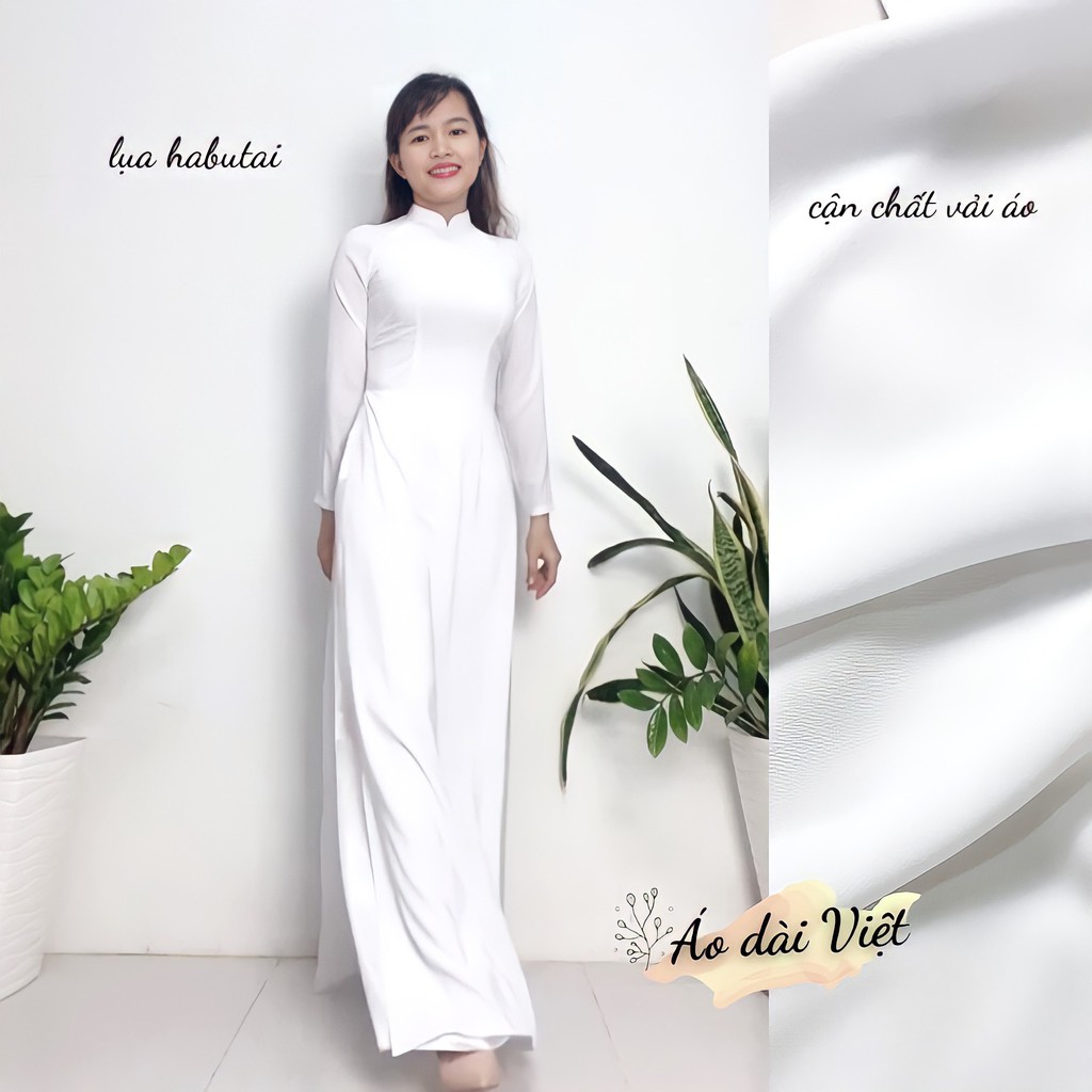 Áo dài trắng học sinh truyền thống may sẵn đẹp, có áo dài trắng quần đen lụa habutai