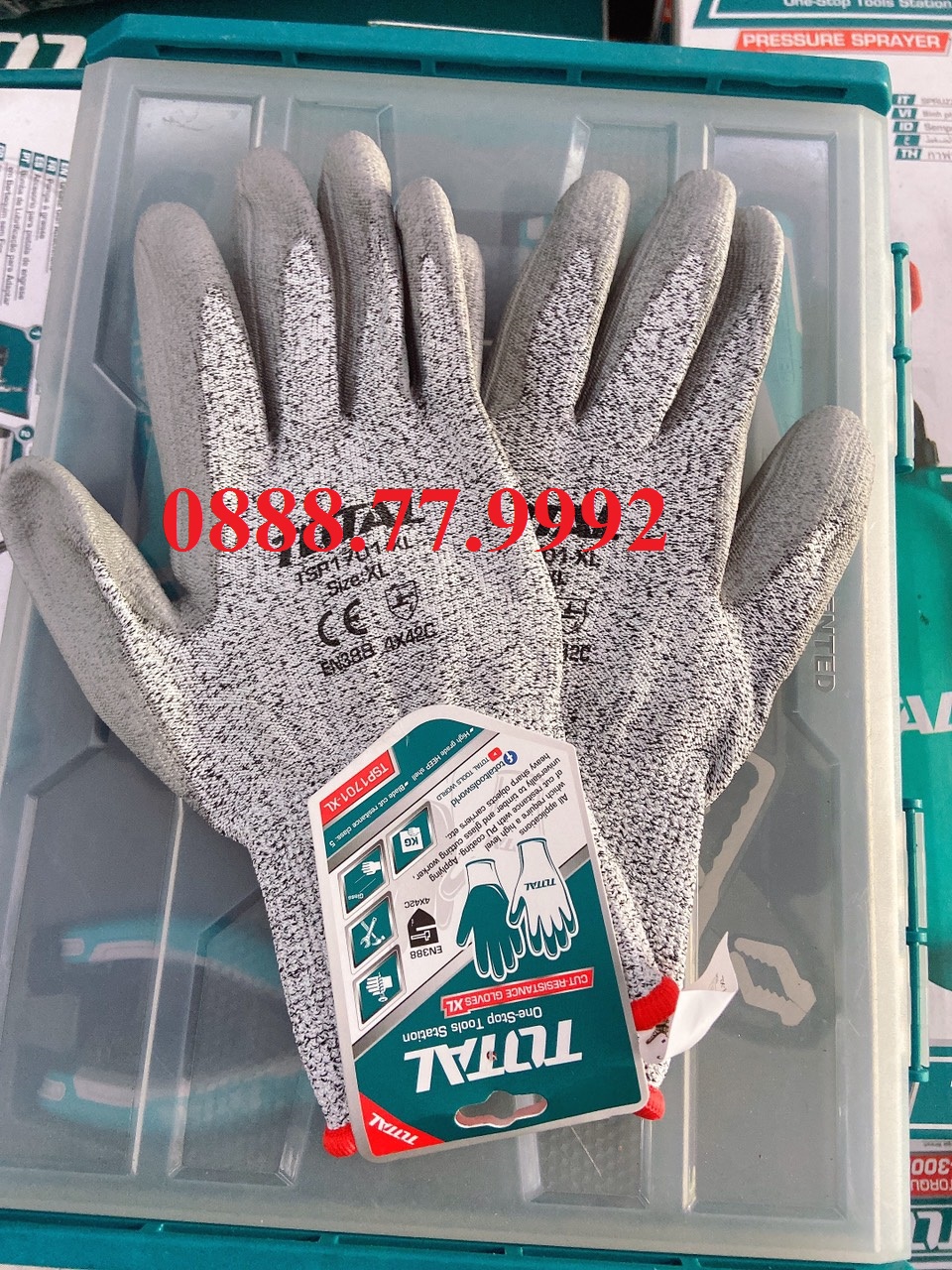 Găng tay bảo hộ TOTAL TSP1701 size XL tiêu chuẩn EN388:4542, bảo vệ an toàn, tăng độ bám