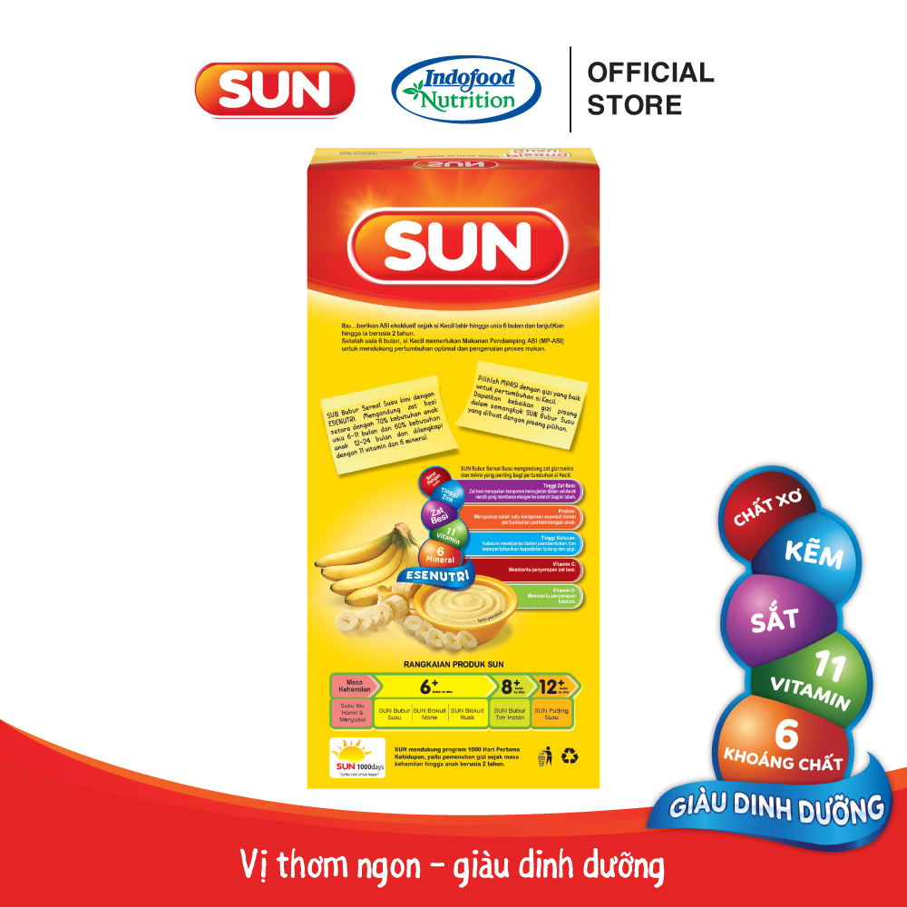 Bột ăn dặm cho bé Sun vị sữa chuối 120g (HSD:11/2022)