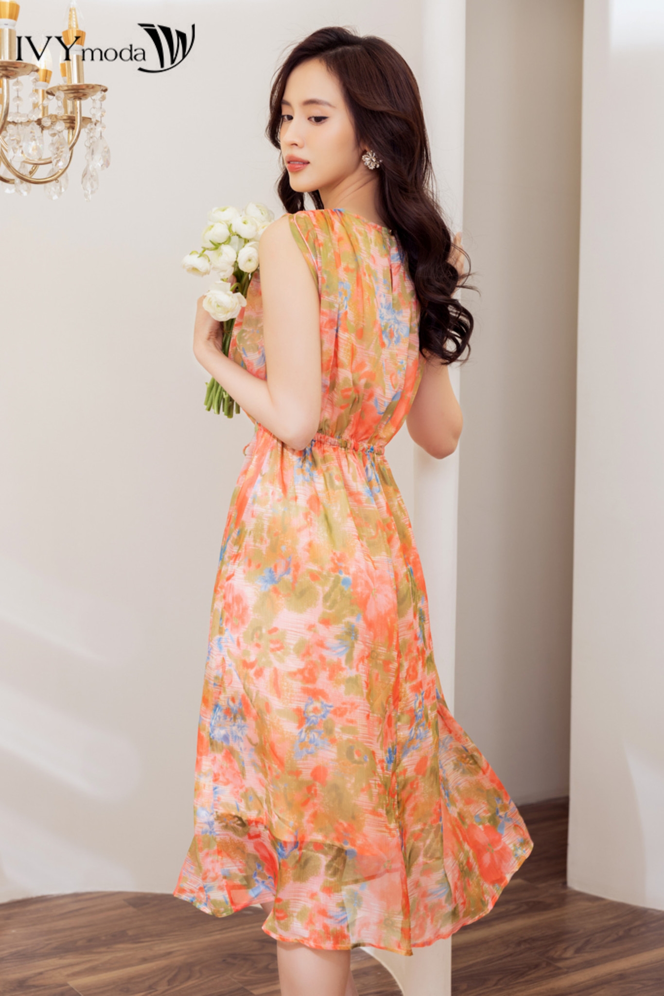 [TẶNG ÁO 2 DÂY] Đầm xòe thắt dây eo IVY moda MS 41M7404