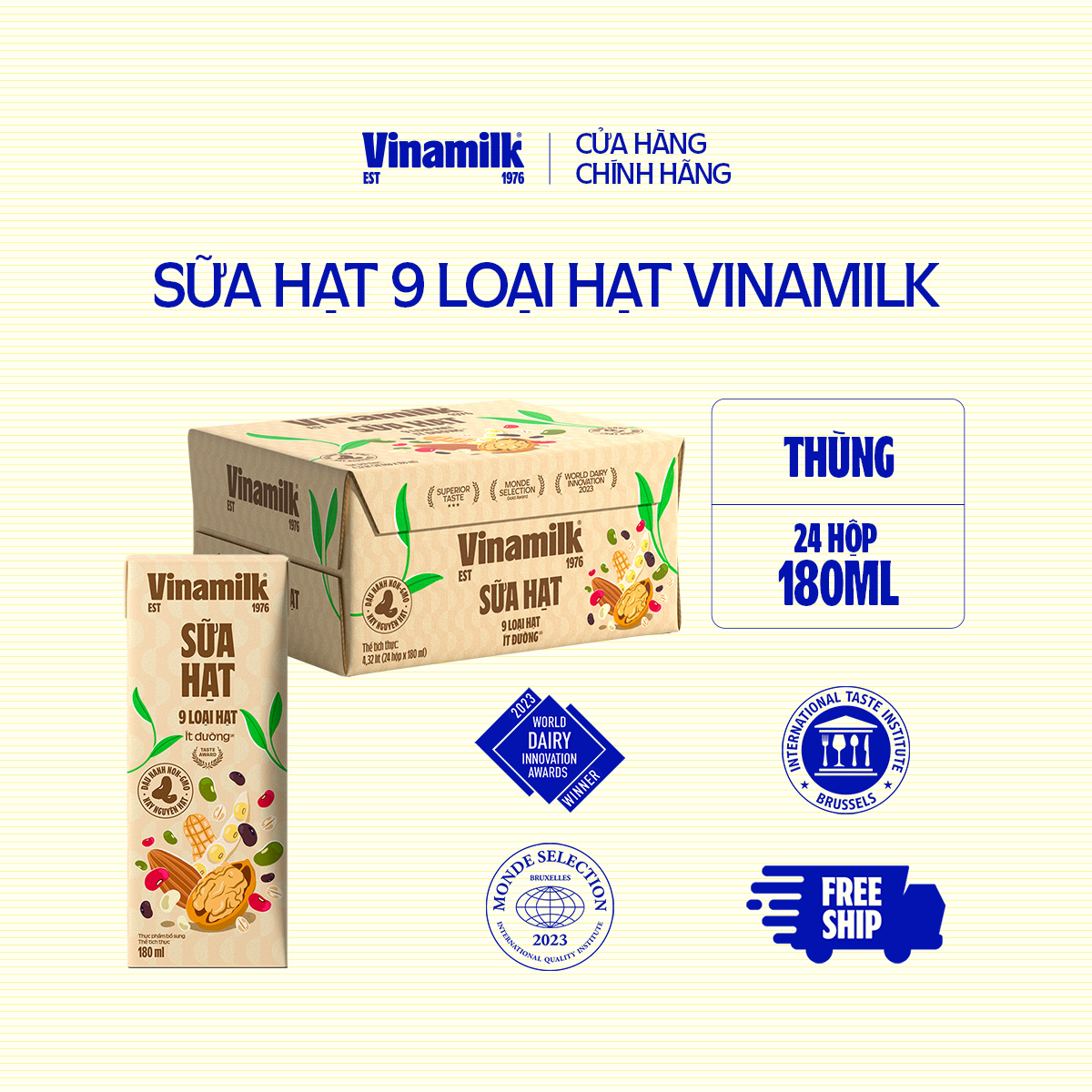  Sữa 9 loại hạt Vinamilk Super Nut - Thùng 24 hộp 180ml 