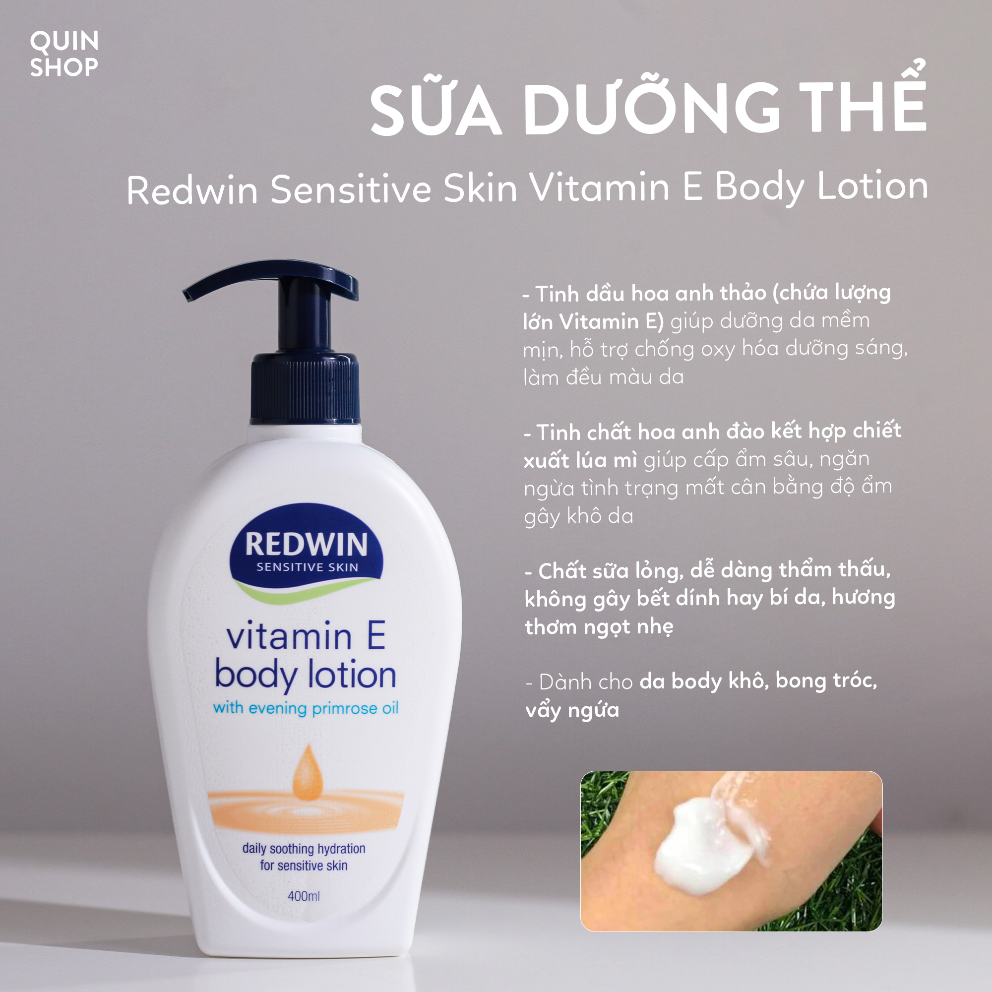 Kem Dưỡng & Sữa Dưỡng Thể Cấp Ẩm, Dưỡng Sáng Redwin Sensitive Skin Vitamin E Cream, Body Lotion