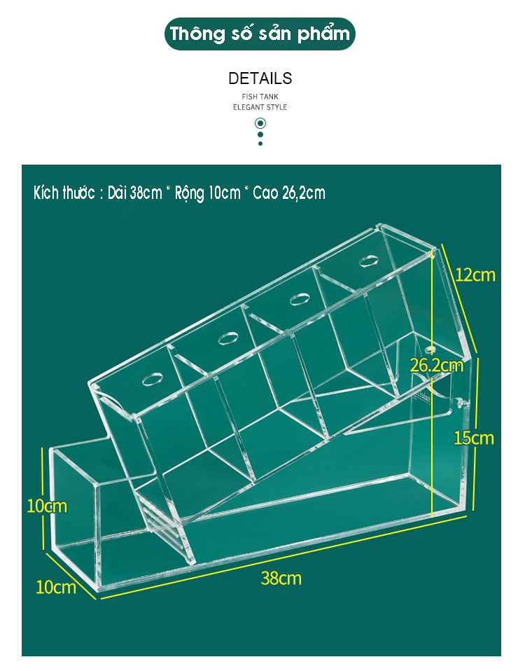 Bể cá betta acrylic đặc biệt kết cấu chéo