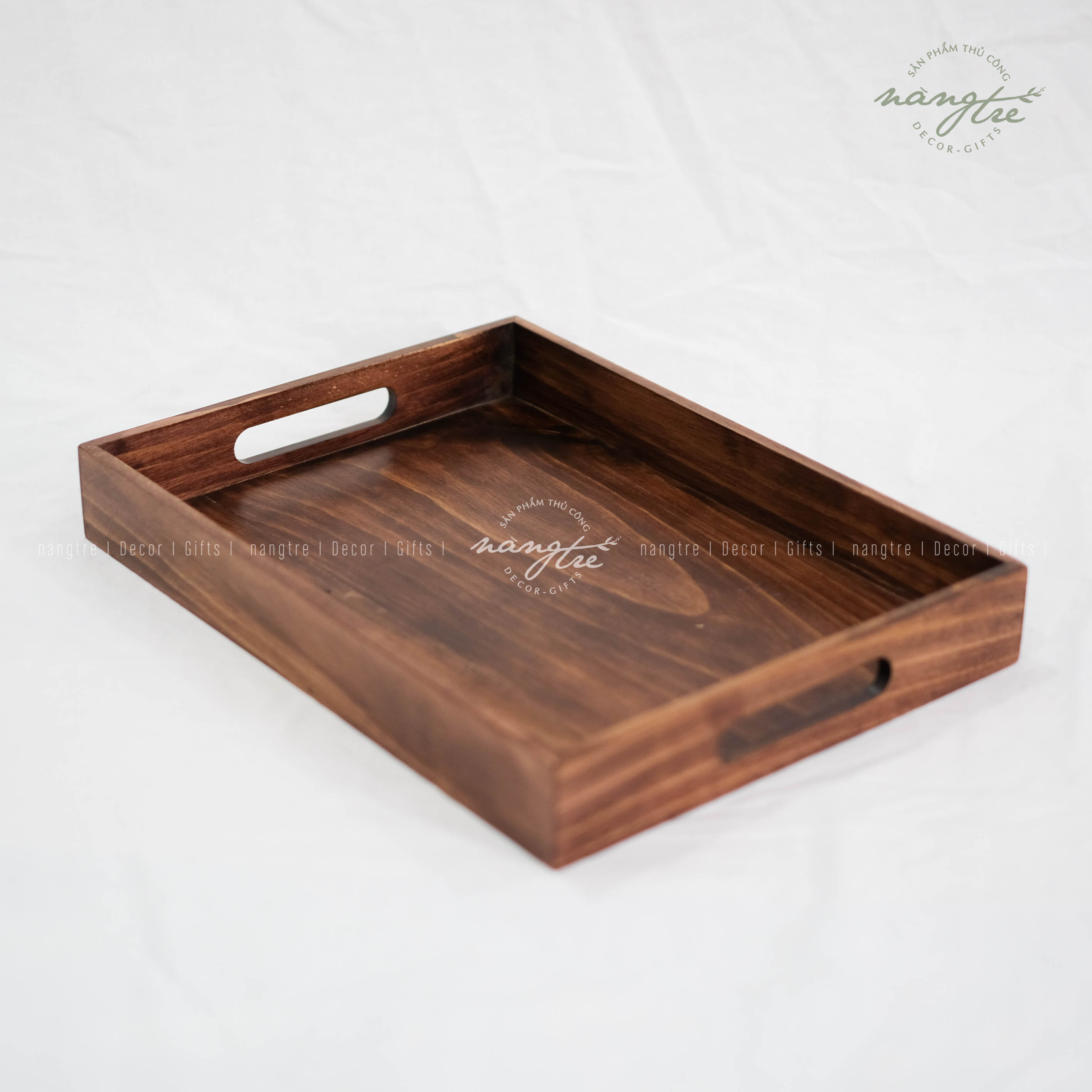 Khay gỗ đựng bánh, trà - Khay gỗ decor màu vintage