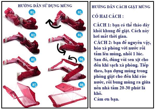 Mùng xếp thông minh Hưng Ngân 1m2x2m