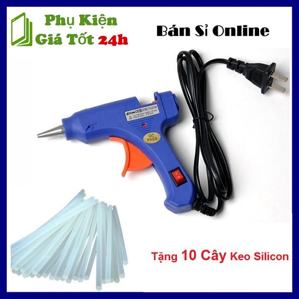 ⚡ Tặng Kèm 10 Keo Silicon ⚡ Combo  Súng Bắn Keo Mini 20W + 10 Keo Nến Nhỏ Dài 25cm