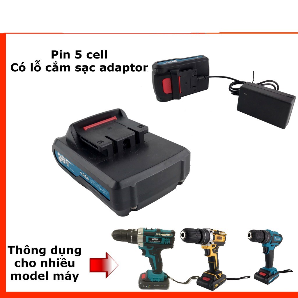 Pin máy khoan 26V 5 cell 5.0Ah - dùng cho máy khoan makita, hitachi