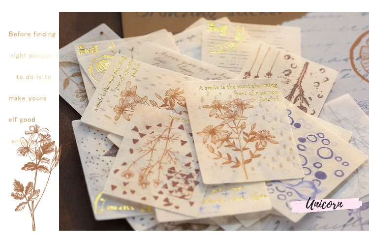 set 40 sticker phong cách vintage - hình con tem bronzing sticker
