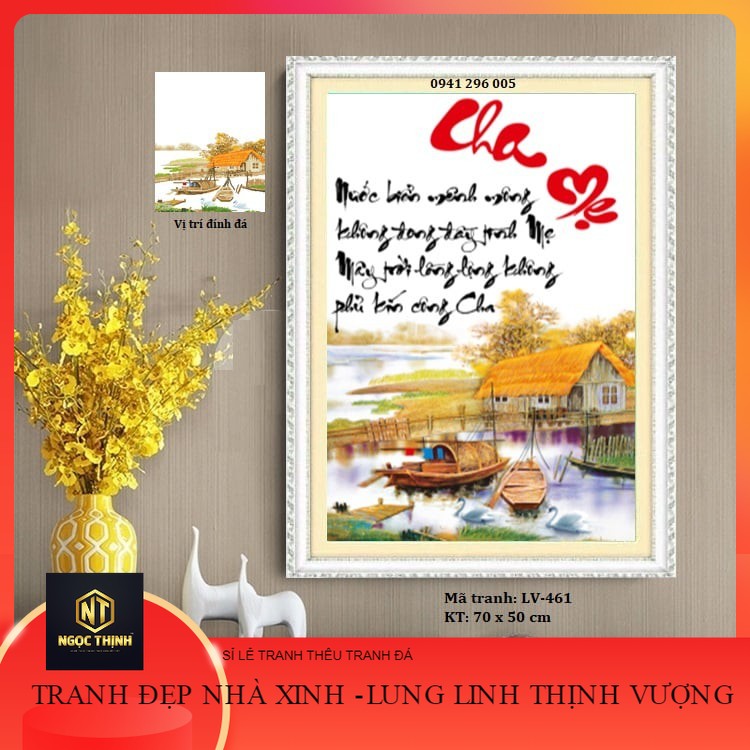 Tranh đính đá cha mẹ lv461 - chưa đính đá