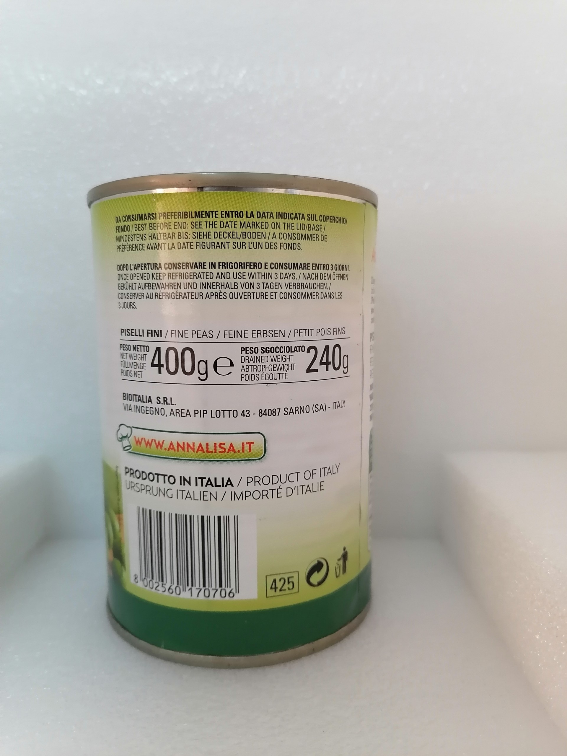 [400g] ĐẬU HÀ LAN [Italia] ANNALISA Green Peas (tgc-hk)