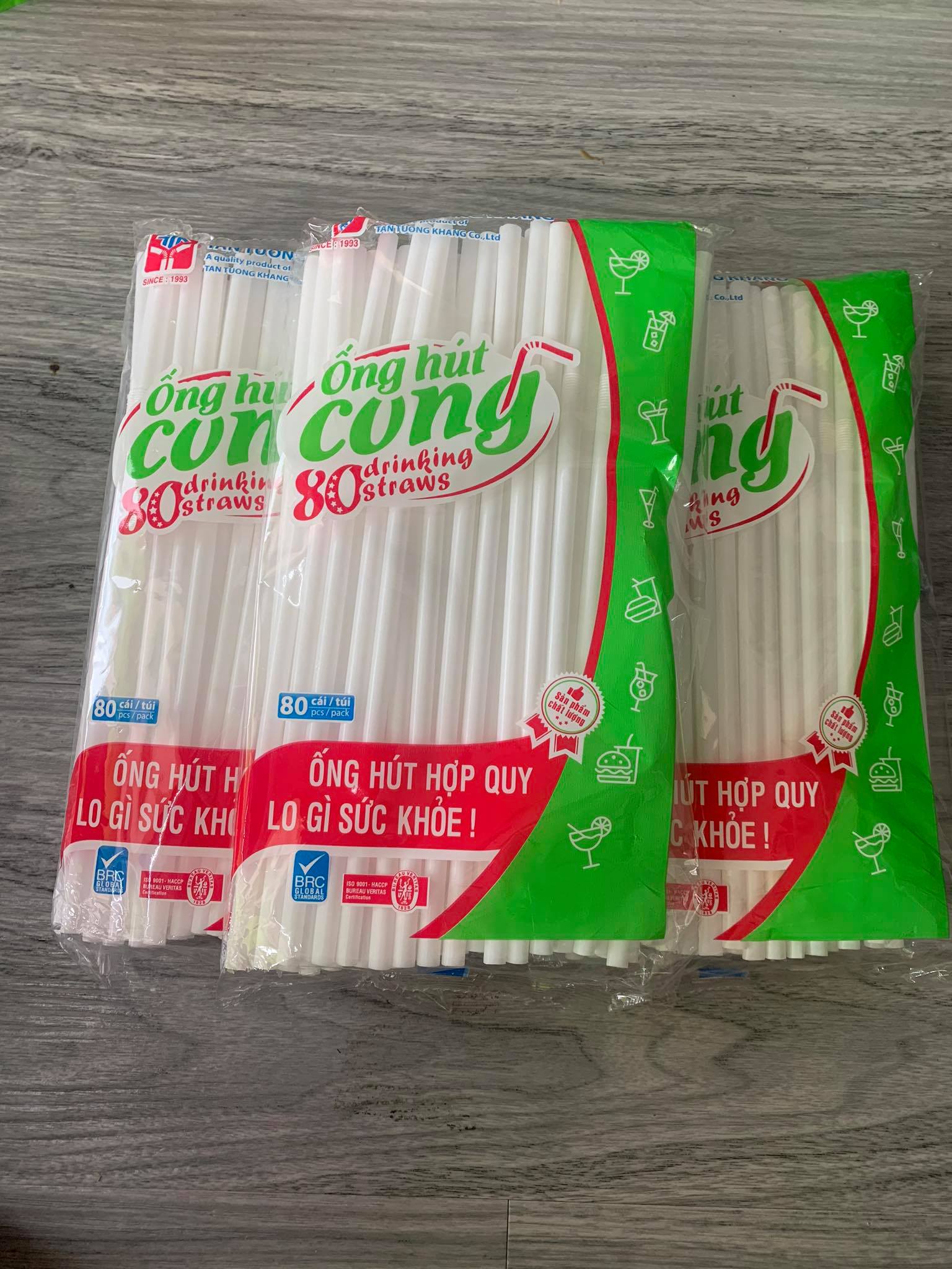 ống hút cong - gói 80 ống
