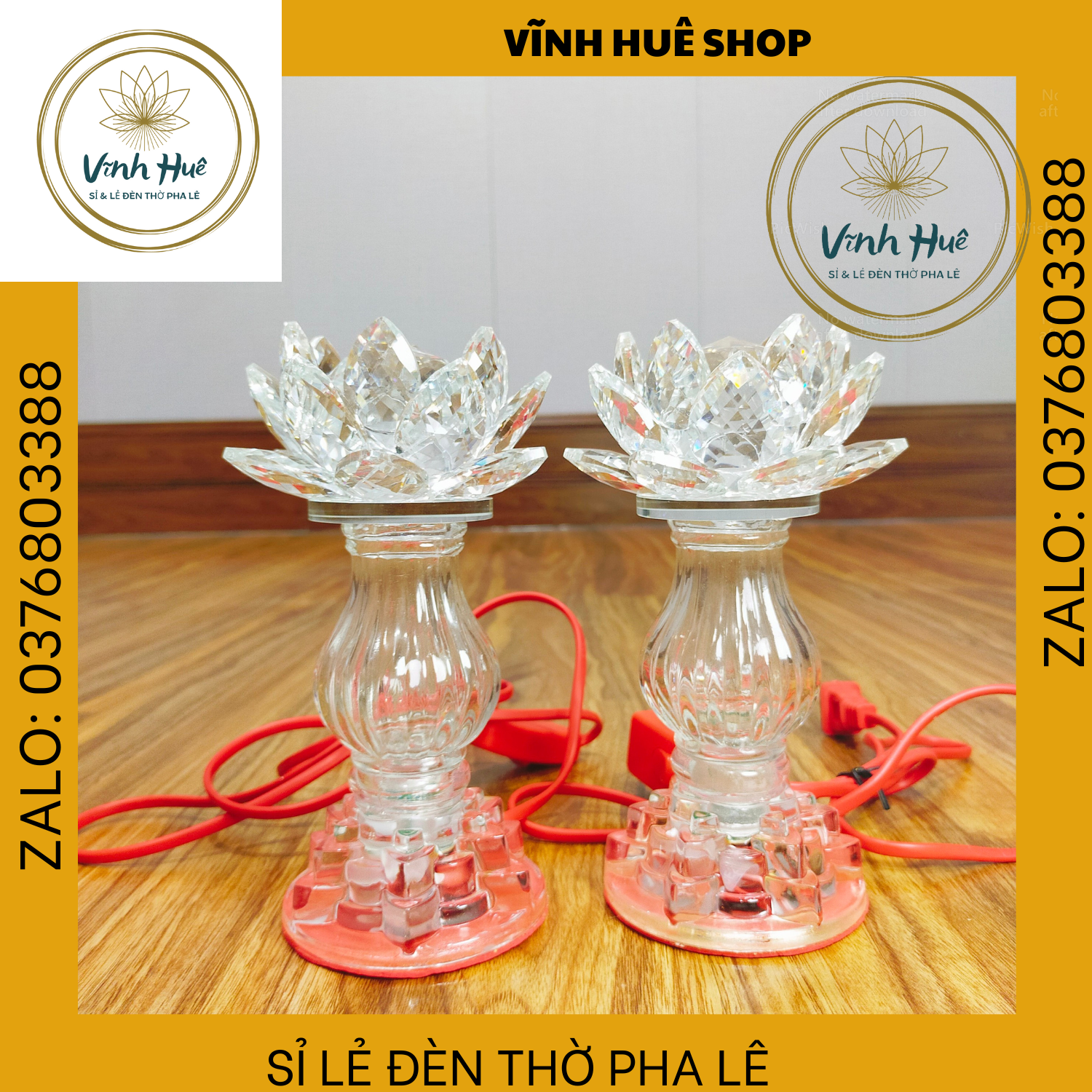 Đèn hoa sen pha lê. đèn đặt bàn thờ. Có mạch LED thay thế 7 màu