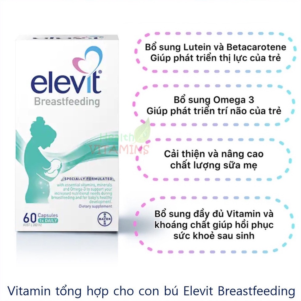 Elevit Sau Sinh - Elevit bú Breastfeeding 60 viên-Úc