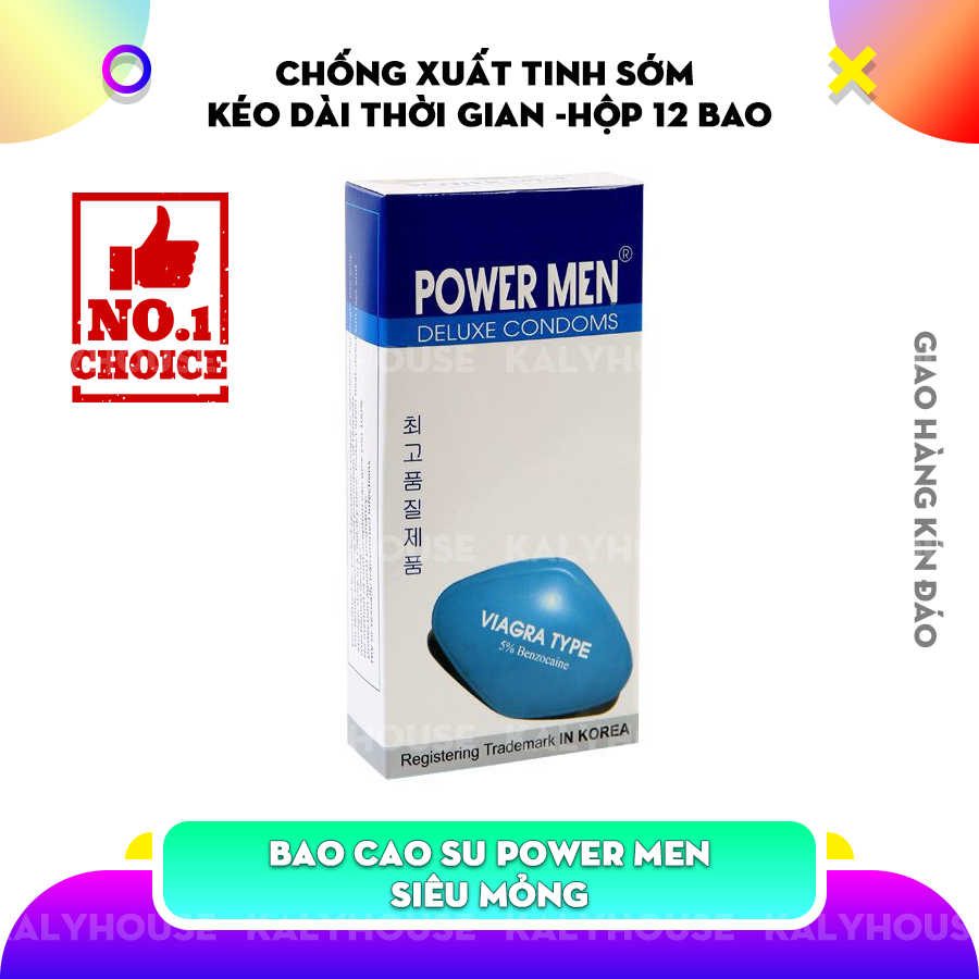 Bao Cao Su PowerMen Siêu Mỏng không mùi Nhiều Gel Bôi Trơn - Kéo Dài Thời Gian -(Hộp 12 Bao) Từ Kalyhouse