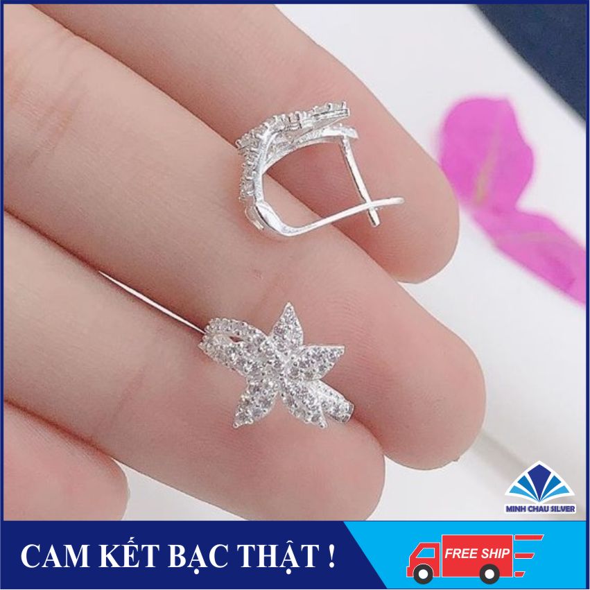 Bông tai bạc ta gắn đá siêu sang
