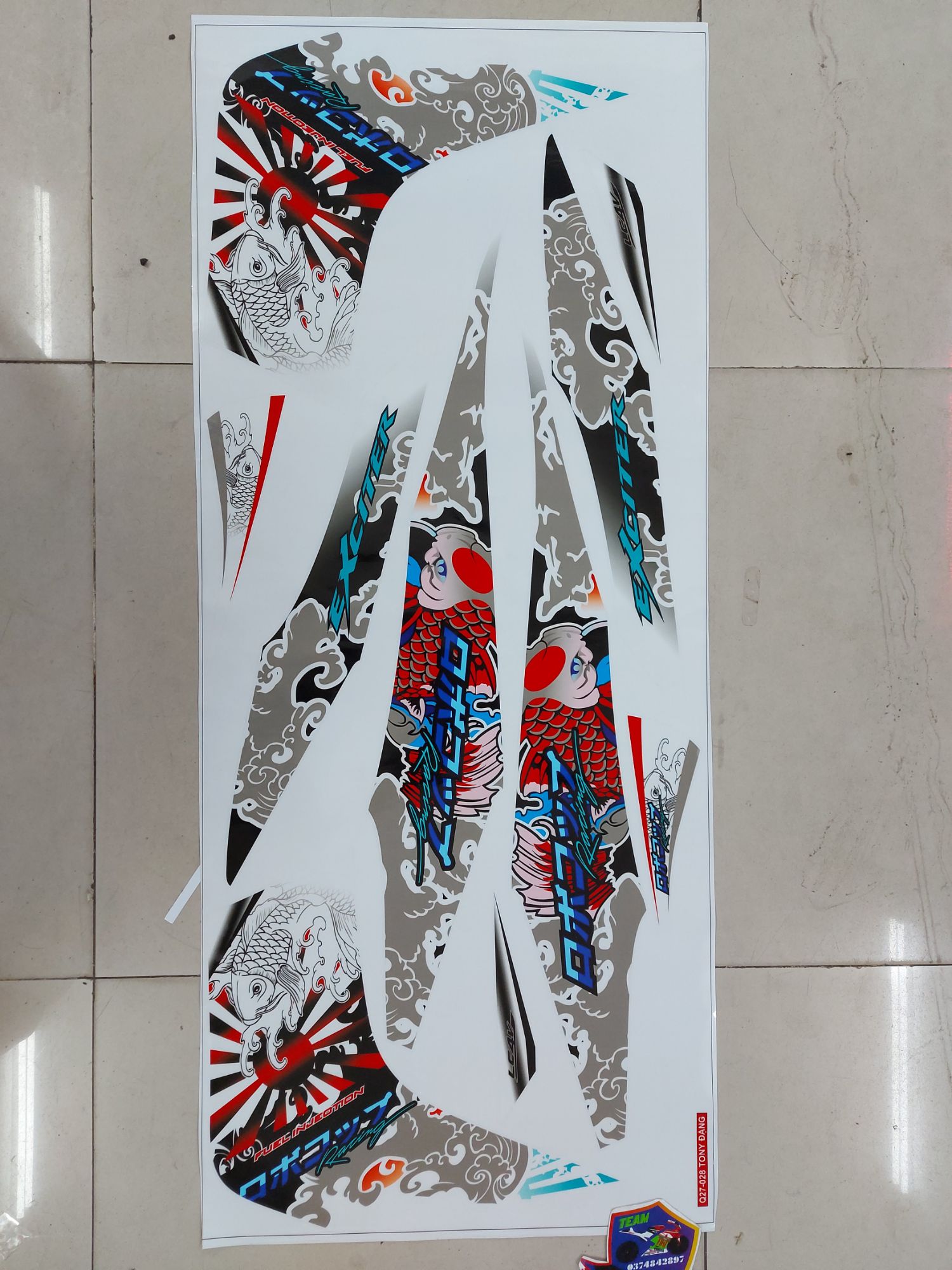 [HCM]Tem rời mẫu cá chép dán xe Exciter nhỏ 2010