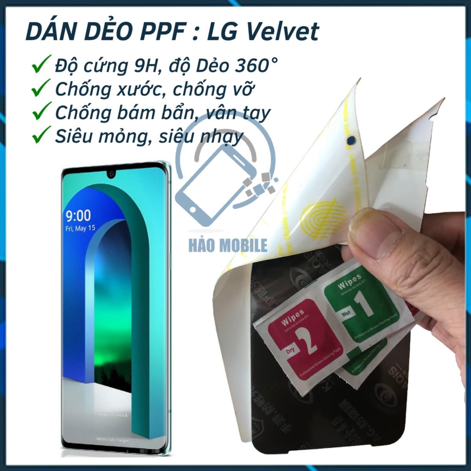Dán dẻo ppf mặt trước, mặt sau cho lg velvet