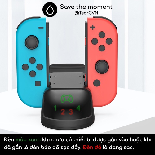 Dock sạc 4 Joy-con và Switch Pro Controller DOBE có led báo trạng thái sạc cho Nintendo Switch OLED / Switch 1
