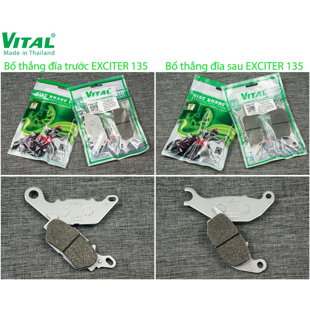Bố thắng đĩa sau + trước exciter 135, ex 135, tfx 150, r15 2017 hiệu vital - má phanh xe máy, bố thắng đĩa