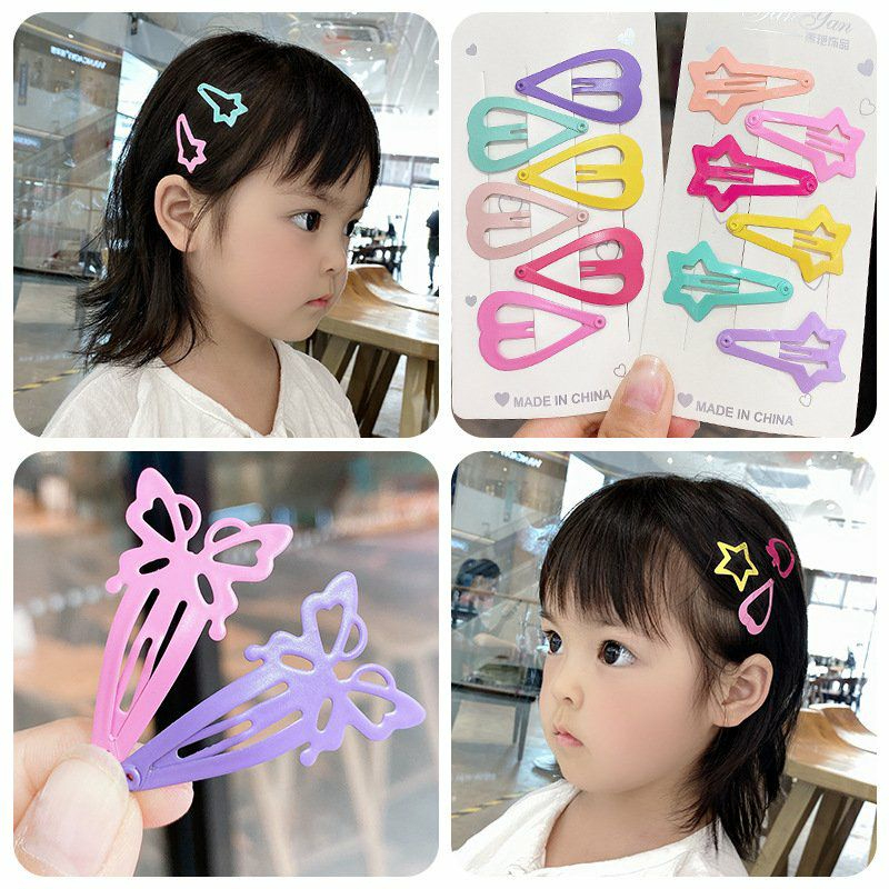Set 6 kẹp tóc ngôi sao, trái tim nhiều màu