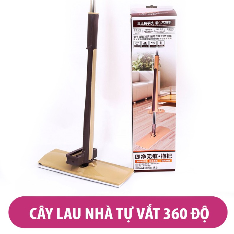 Cây lau nhà xoay 360 độ rút gọn tự vắt phẳng thông minh độ bền cao, dễ dàng lau sạch mọi vết bẩn, bảo Hành 6 Tháng