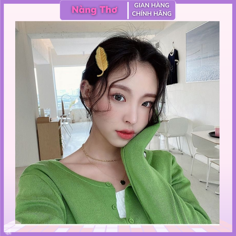 Kẹp tóc hình lá ánh kim xinh xắn thời trang Hàn Quốc cho bạn nữ