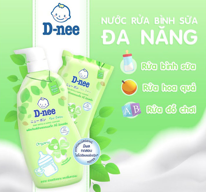 Nước rửa bình sữa Dnee Organic dạng túi 600ml