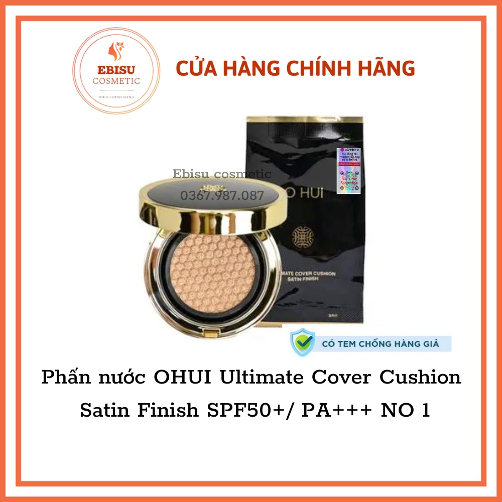 Phấn nước ohui ultimate cover cushion satin finish spf50+/ pa+++ no 1